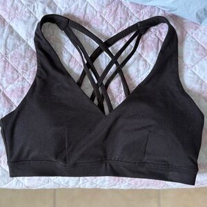 Medium NWT ID Black Strappy Back Sport Bra v neck